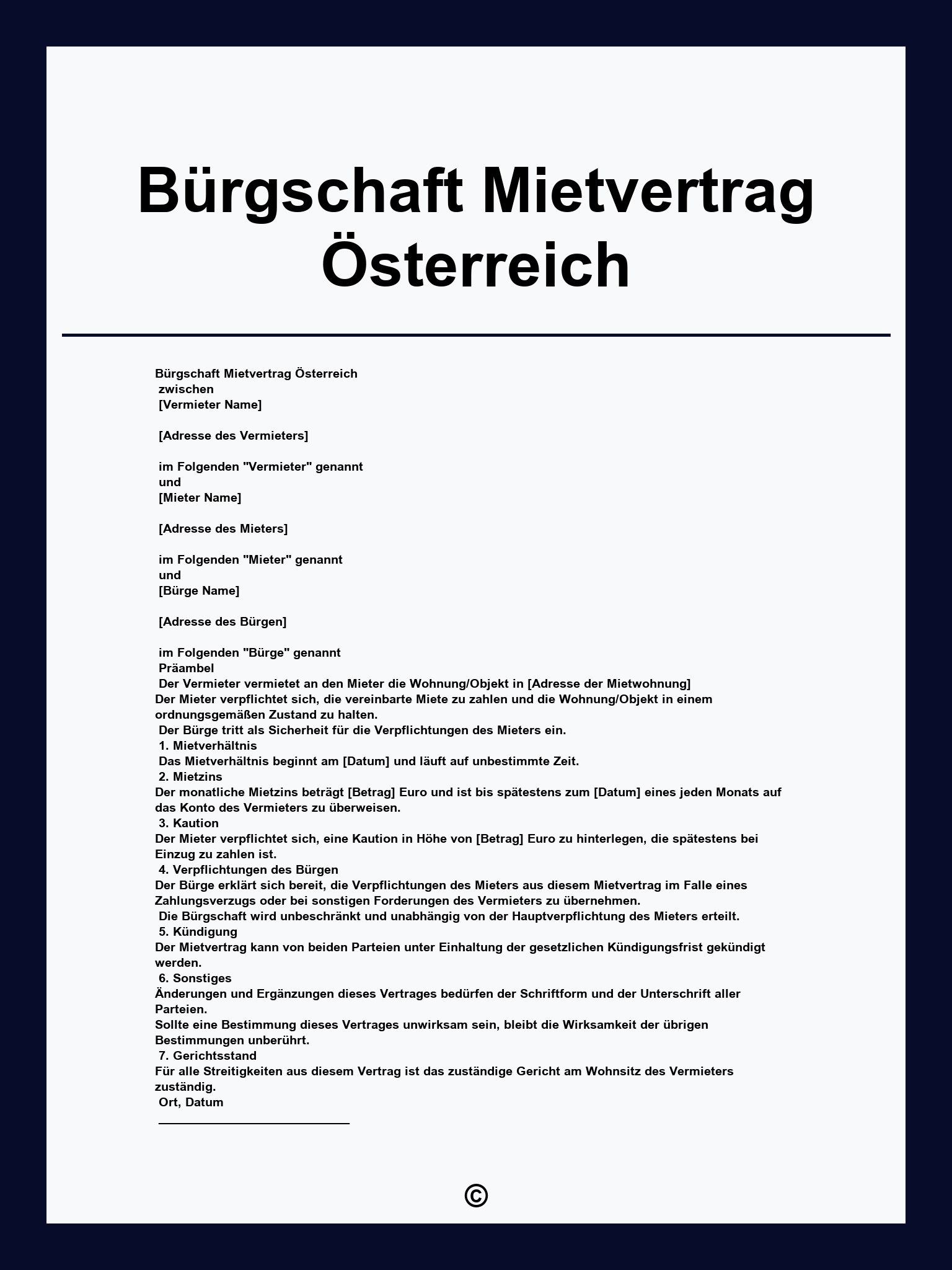 Bürgschaft Mietvertrag Österreich