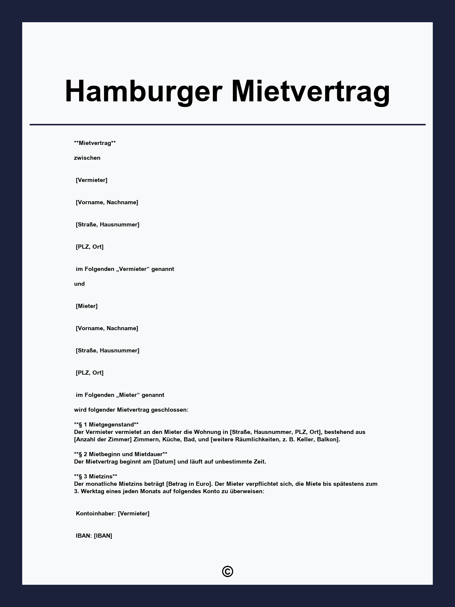Hamburger Mietvertrag