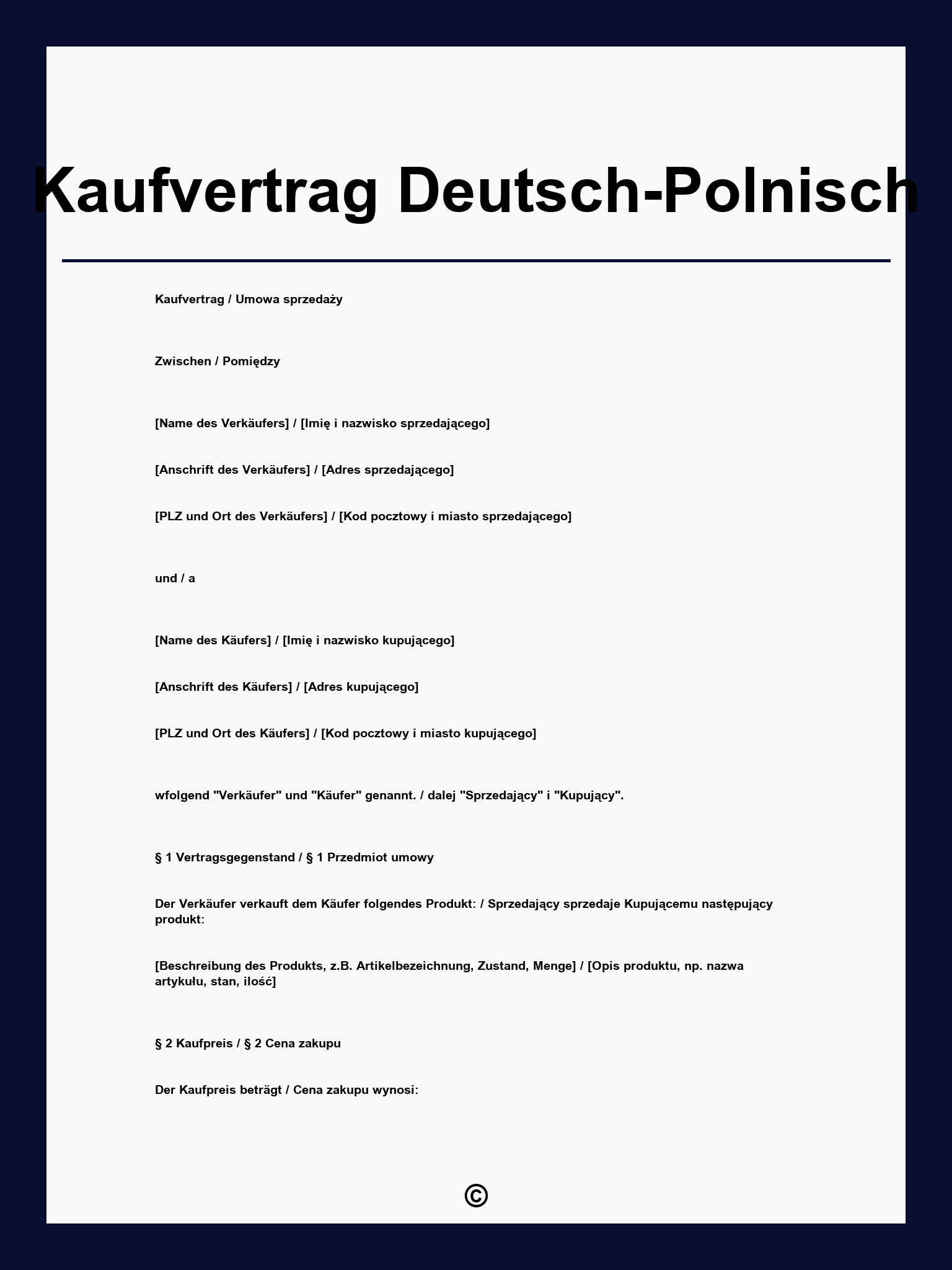 Kaufvertrag Deutsch-Polnisch