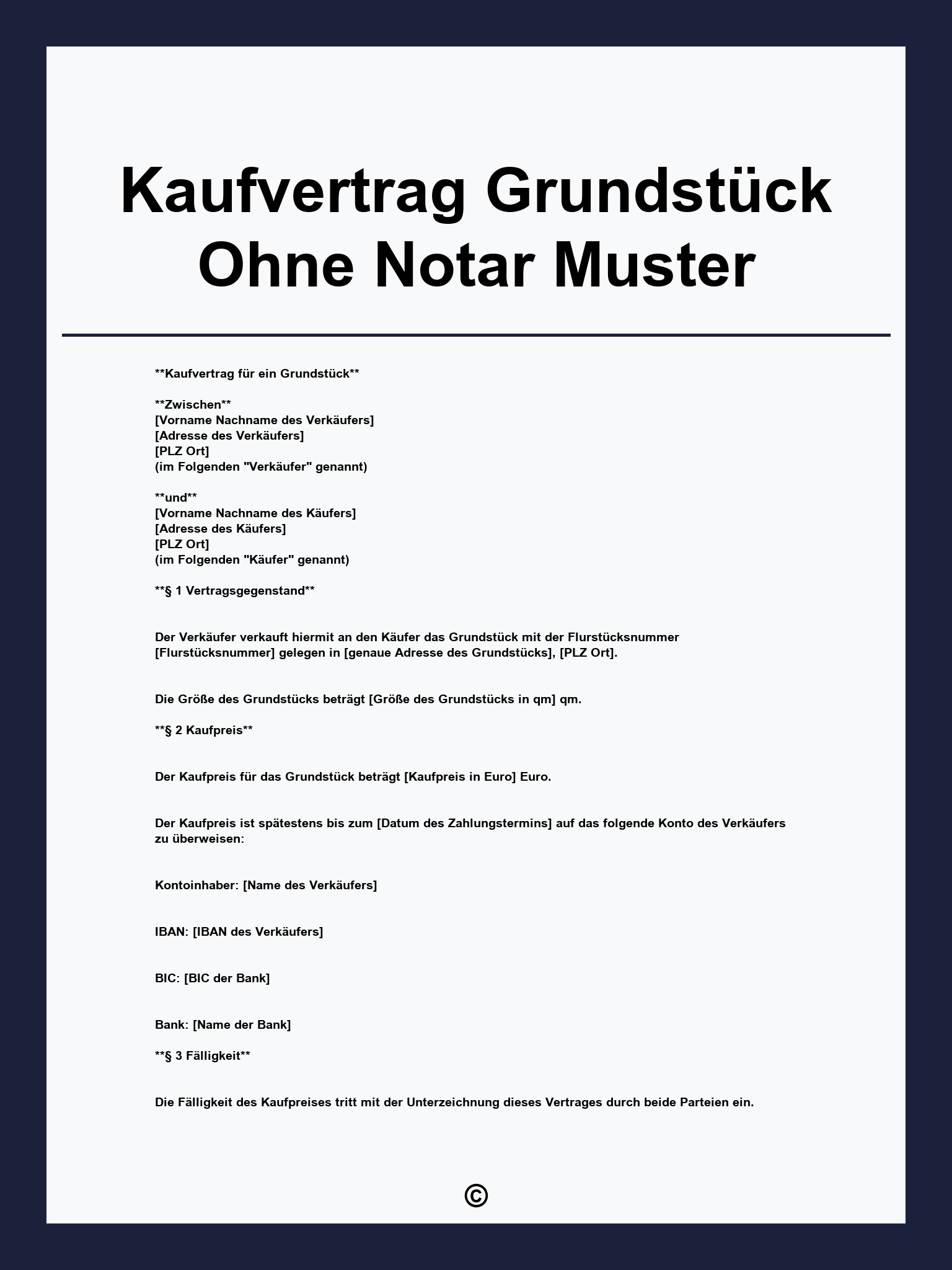 Kaufvertrag Grundstück Ohne Notar Muster