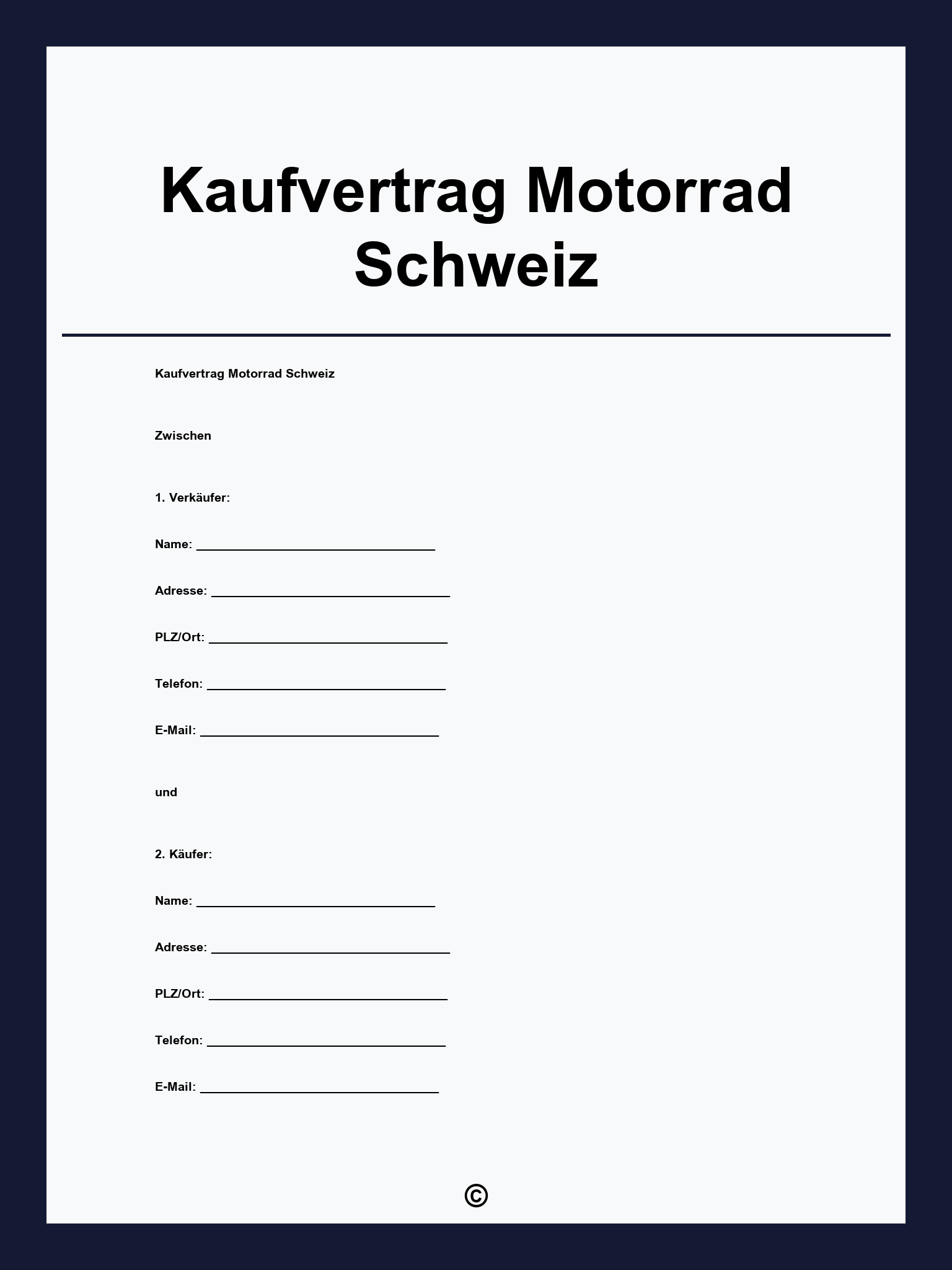 Kaufvertrag Motorrad Schweiz