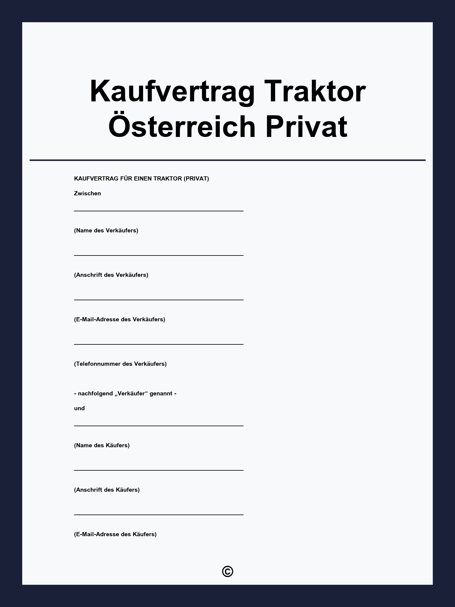 Kaufvertrag Traktor Österreich Privat
