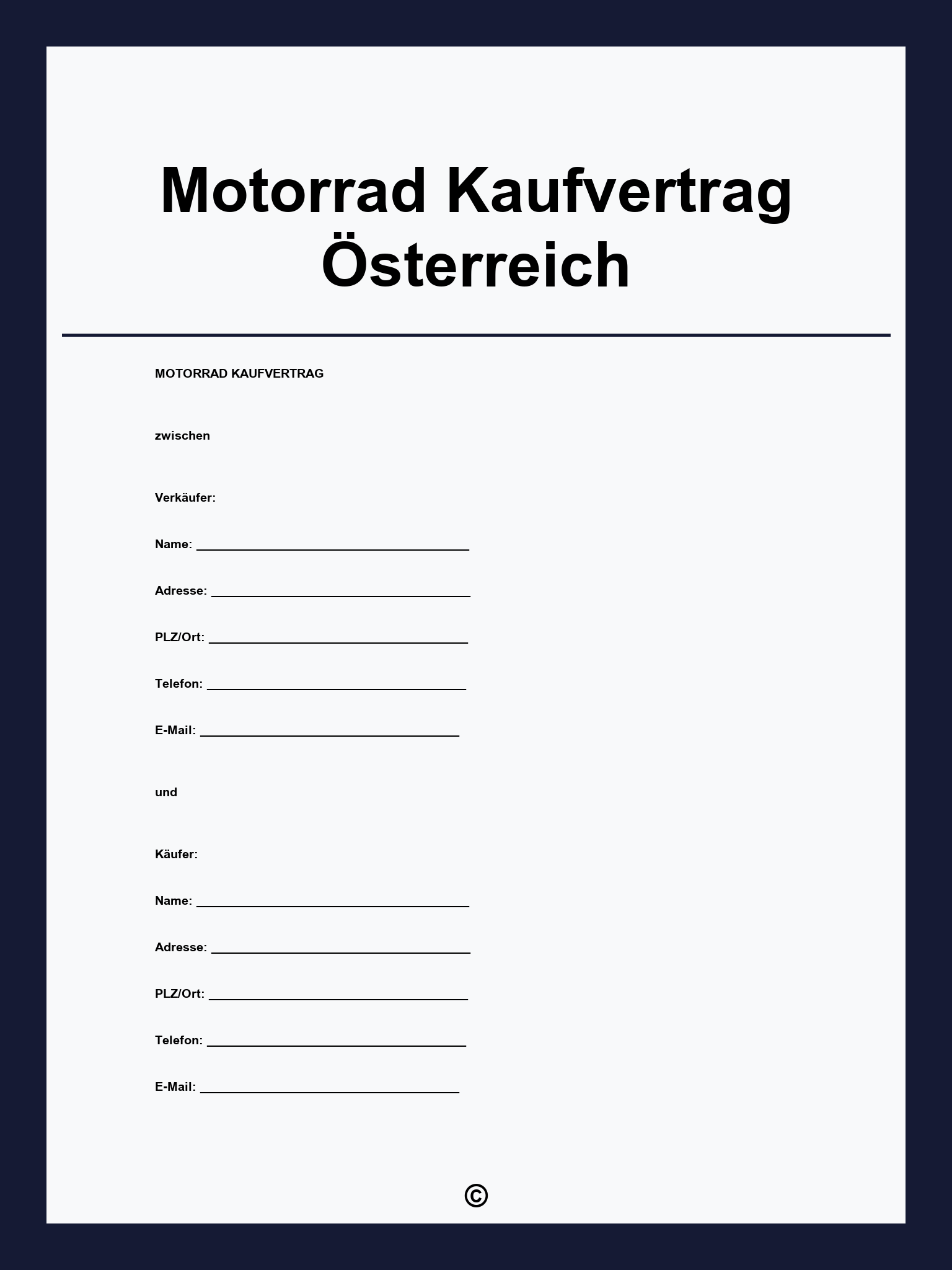 Motorrad Kaufvertrag Österreich