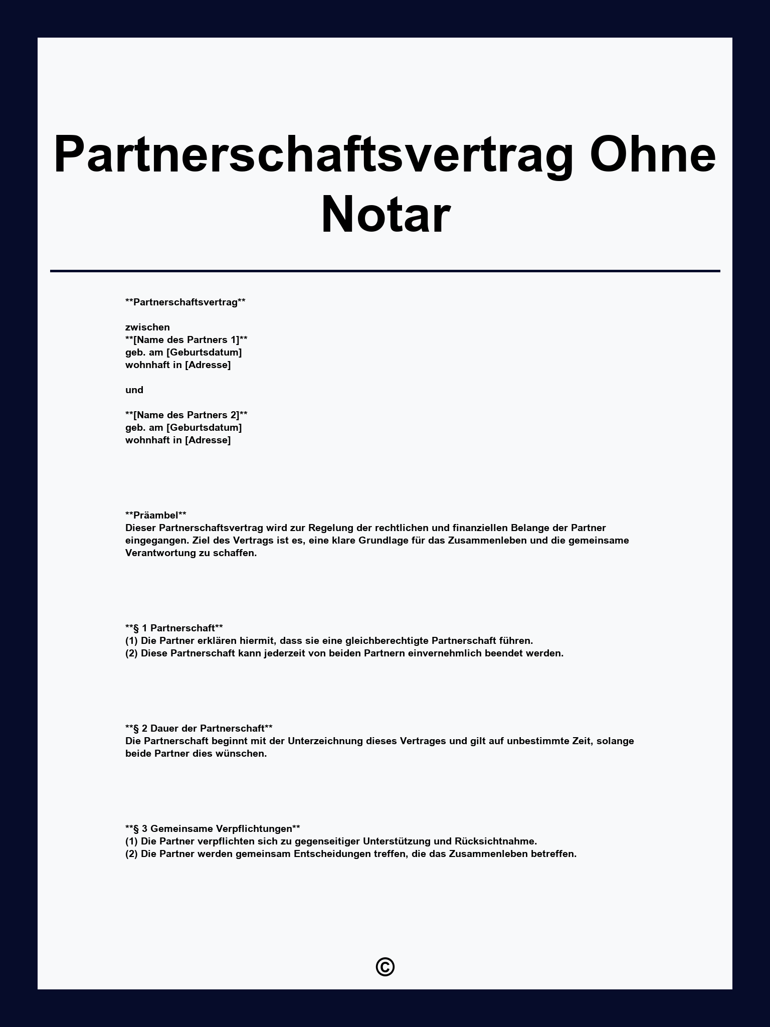 Partnerschaftsvertrag Ohne Notar